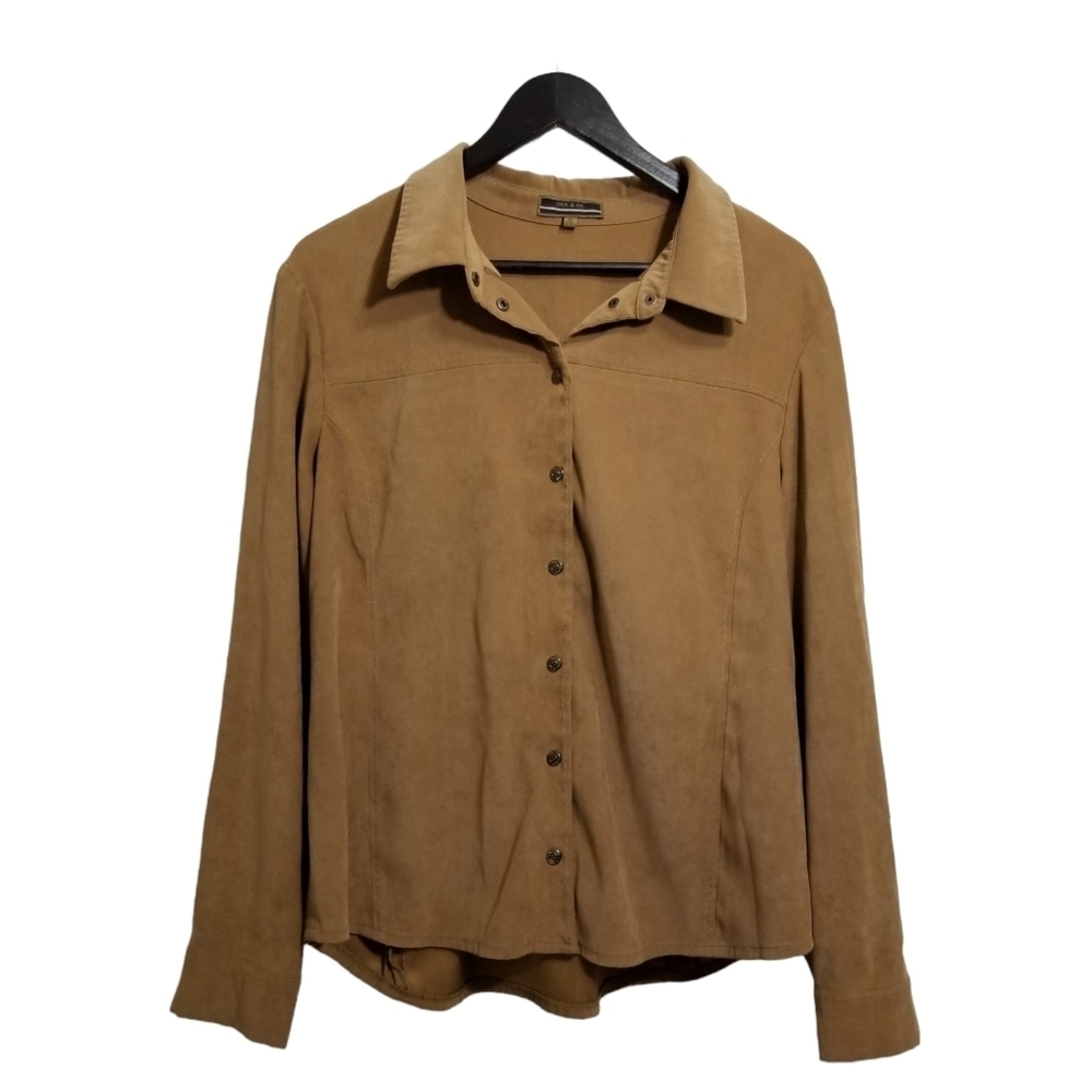 ITEM&CO snap front top suede like fabric Size XL